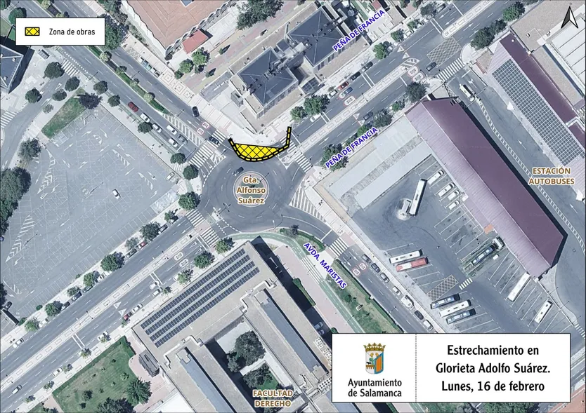 Estrechamiento glorieta Adolfo Suárez
