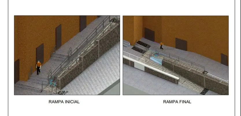 Simulación en 3D del proyecto de la rampa situada en la calle Ribera del Puente