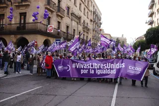 Concentración de UGT y CCOO. con motivo de la celebración del 8 de marzo, Día Internacional de la Mujer