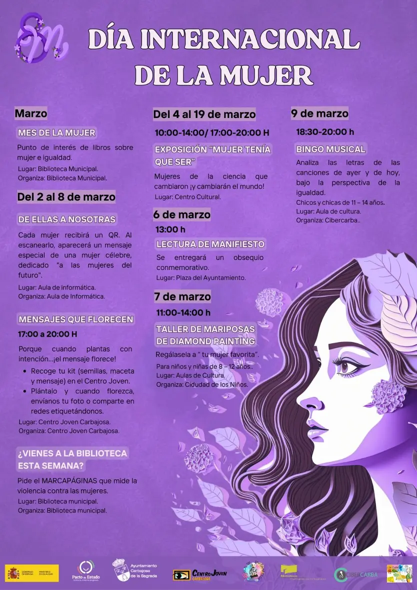 Cartel con el programa del Día Internacional de la Mujer