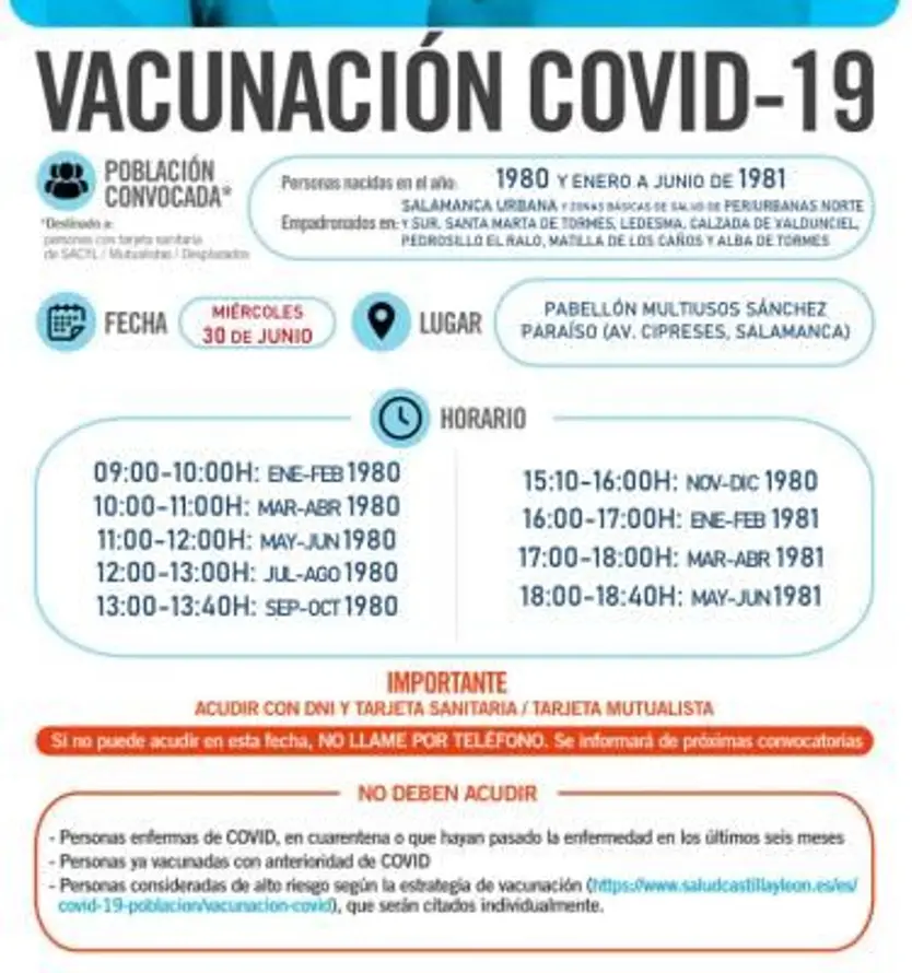 Vacunación miércoles 30 de junio