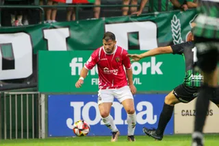 Kike López, durante el choque ante el Sestao River | FOTO UE CORNELLÁ