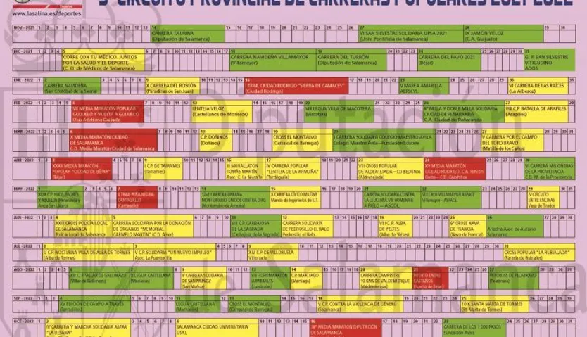 Calendario Circuito de Carreras Populares 2021 2022