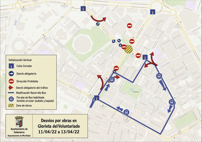 Cortes de trafico y desvios Glorieta del Voluntariado