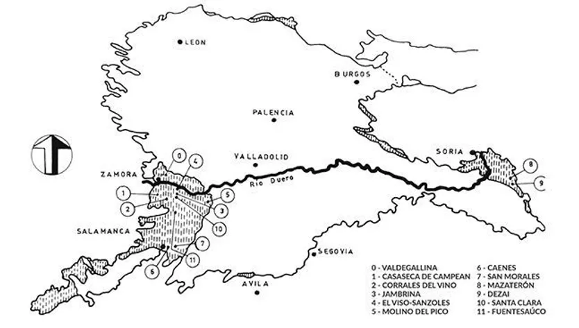 Localización de los principales yacimientos en la Cuenca del Duero que surten con sus fósiles la Sala de las Tortugas de la USAL