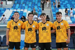 Pablo Pérez, Hugo de Bustos, Álex Hernández y Pablo López en Valdebebas FOTO USCF BASE