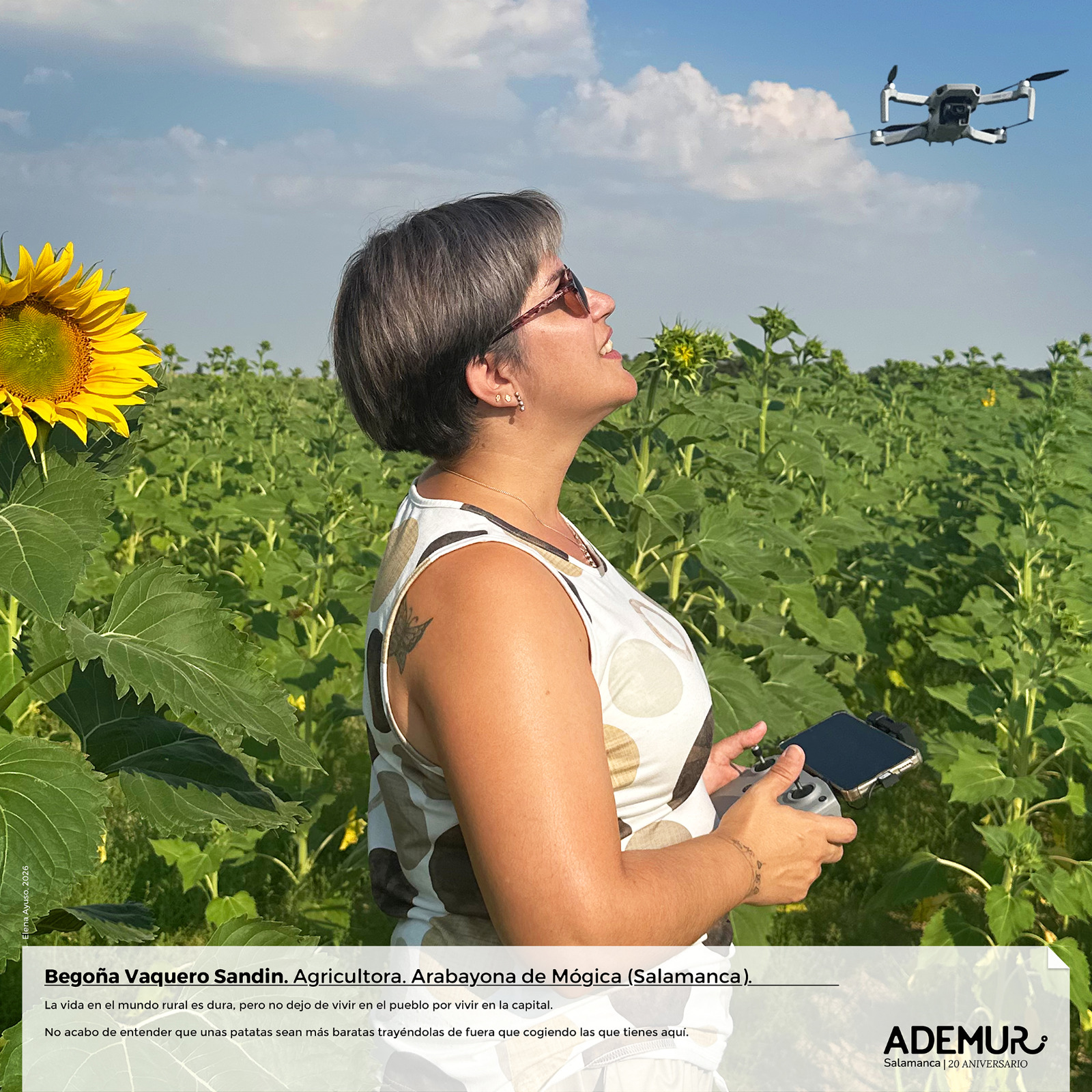 Bego&ntilde;a Vaquero, Agricultora En El Pedroso De La Armu&ntilde;a Y Piloto De Dron Para La Aplicaci&oacute;n De Los Fitosanitarios. Imagen Ademur Salamanca