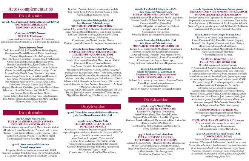 Programa XXVII Encuentro de Poetas Iberoamericanos
