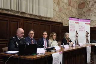 Claudio Javier Díaz, Carlos Garcia Carbayo, Juan Manuel Corchado, Rosa María López Alonso e Inmaculada Sánchez Barrios en el congreso | Foto: Comunicación USAL