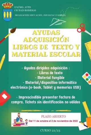 CARTEL AYUDAS LIBROS MATERIAL ESCOLAR CURSO 2022 23
