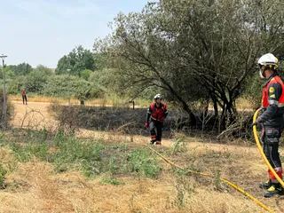 Un incendio junto a los huertos urbanos moviliza varias dotaciones de los bomberos de Salamanca