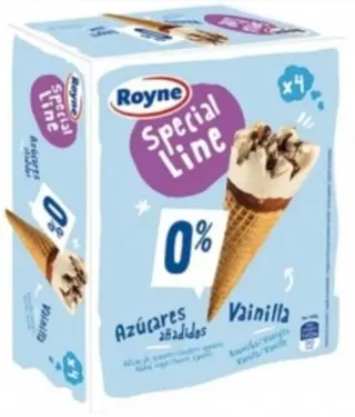 'Cono de Vainilla Special Line 0% azúcares añadidos', de la marca Royne | @AESAN_gob_es