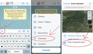 Captura del 1-1-2 compartiendo la ubicación por Whatsapp