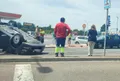 Vehículo volcado junto a la rotonda del Avión en Santa Marta
