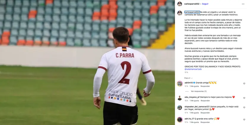 Carlos Parra, Cominicado En Redes Sociales