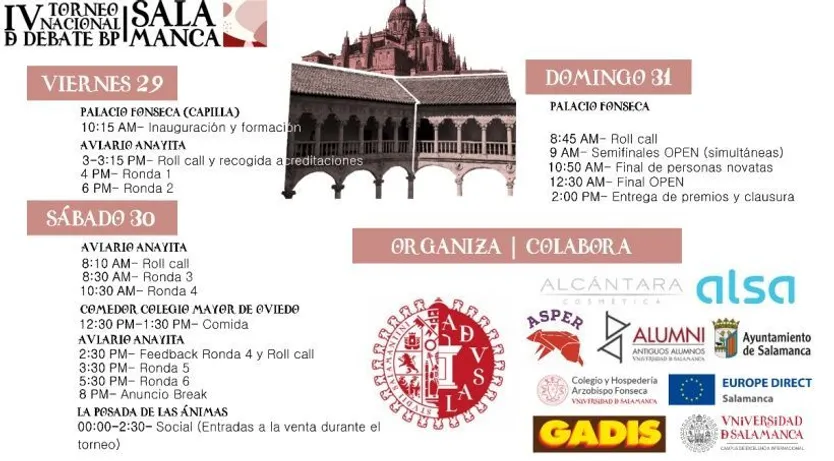 Horario del IV Torneo Nacional de Debate Parlamentario.