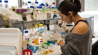Mujer realizando investigaciones en la Universidad de Salamanca
