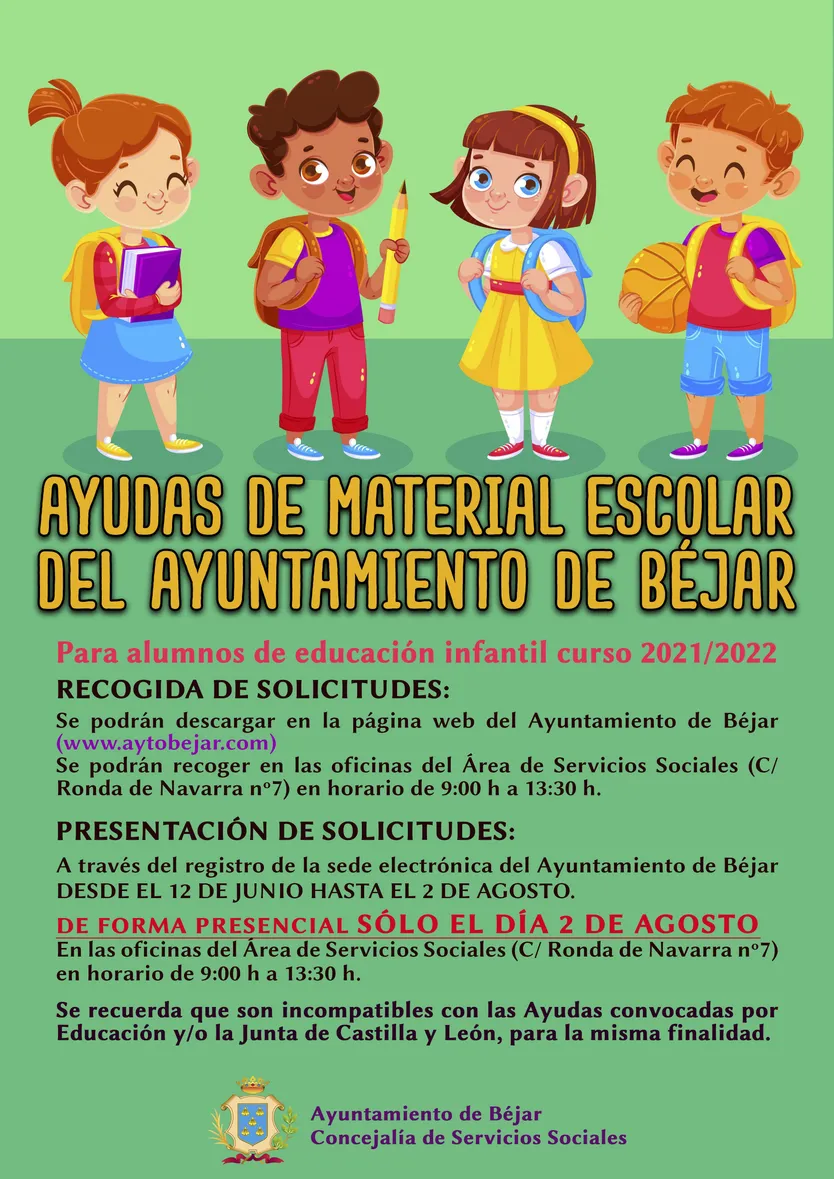 Cartel ayudas material escolar