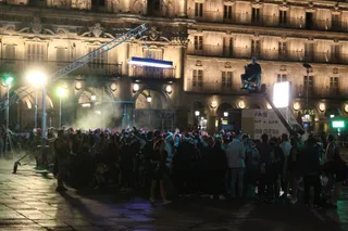 Rodaje de una serie en la Plaza Mayor.
