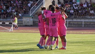 Unionistas celebra un gol en Las Pistas ante el Atlético B | FOTO SALAMANCA24HORAS.COM