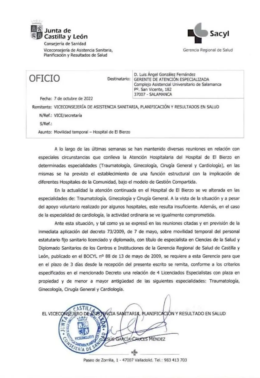 Piden traumatólogos del Hospital de Salamanca para El Bierzo cuando las listas de espera en la capital superan los cuatro meses