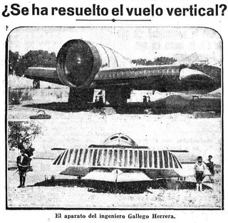 Aerogenio, avión inventado por el ingeniero Gallego Herrera (1935). Foto de Wikipedia
