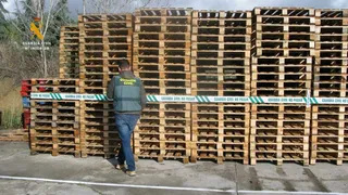 La Guardia Civil inspeccionando palés en la provincia de Salamanca