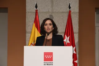 La presidenta de la Comunidad de Madrid, Isabel Díaz Ayuso, comparece en rueda de prensa para detallar las nuevas medidas en la región ante el COVID-19, en la Real Casa de Correos, Madrid (España),