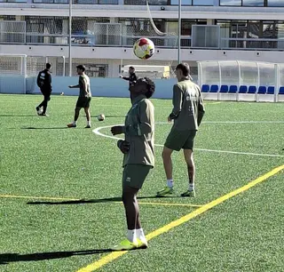 Henry Hiobi, en un entrenamiento de Unionistas | FOTO UNIONISTAS CF