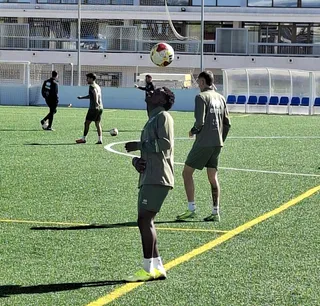 Henry Hiobi, en un entrenamiento con Unionistas | FOTO UNIONISTAS CF