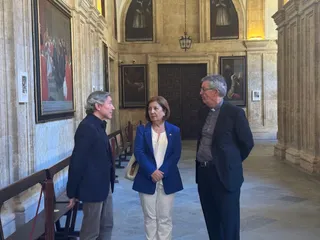 Rueda de prensa para presentar las obras de restauración de varios lienzos del programa iconográfico Vita Ignatii que la UPSA llevará a cabo con el apoyo de la Fundación Inés Luna Terrero. | Belén Hurtado