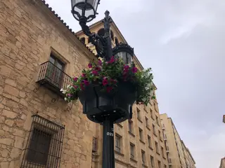Maceteros colgantes situados en la calle de Zamora