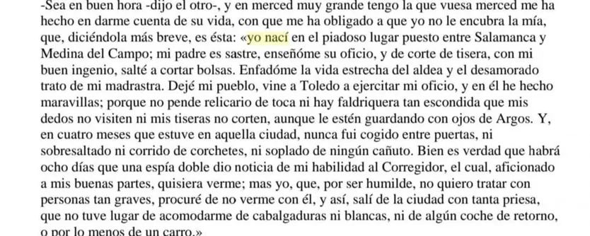 Fragmento de "Rinconete y Cortadillo" de Cervantes