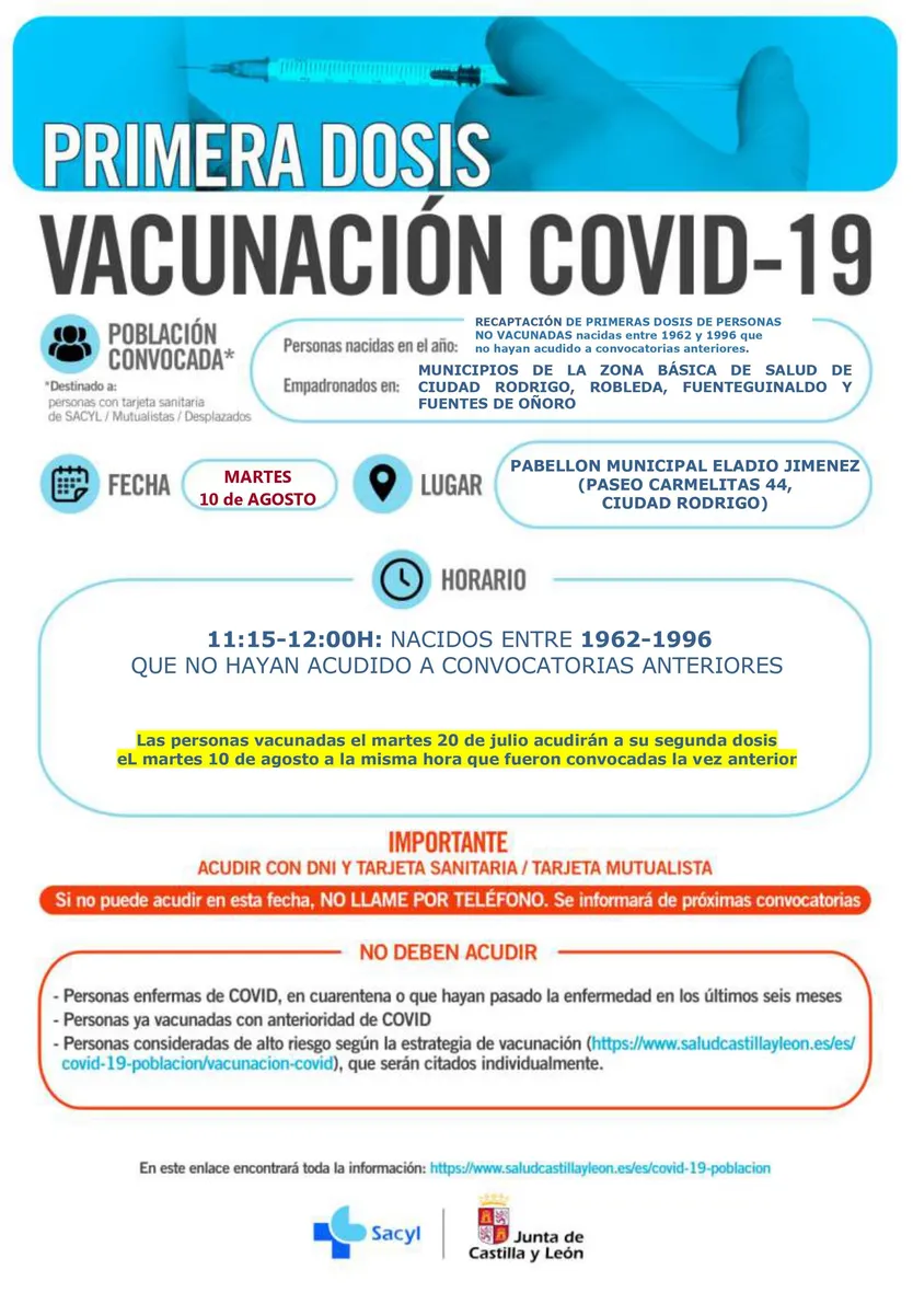 Repesca en Ciudad Rodrigo para los nacidos entre 1962 y 1996