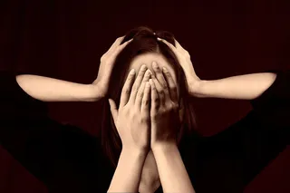 Woman face bullying stress