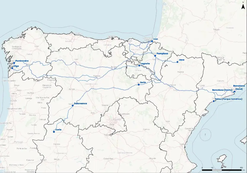 Plano Del Itinerario Previsto En El Corredor Pontevedra Salamanca San Sebastián Barcelona