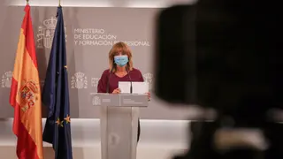 La ministra de Educación y Formación Profesional, Pilar Alegría, comparece en rueda de prensa, tras presidir la Conferencia Sectorial de Educación ante el inicio del próximo curso 2021 2022.EP