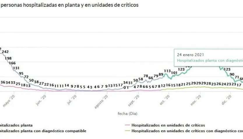 Ocupación en planta a 24 de enero de 2021 gráfica