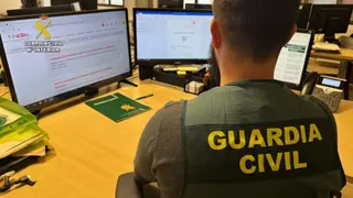 Agentes de la Guardia Civil frente a un ordenador (2)