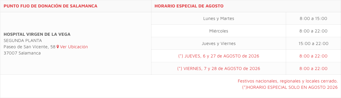 Punto Fijo De Donación De Sangre En El Hospital De Salamanca