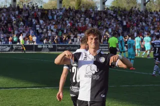 Slavy celebra un gol al Barcelona Atlétic | FOTO SALAMANCA24HORAS.COM
