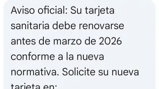 Imagen del SMS fradulento suplanto al SACYL o al SNS