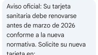 Imagen del SMS fradulento suplanto al SACYL o al SNS
