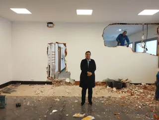 Obra en la sala multiusos del edificio Sociocultural