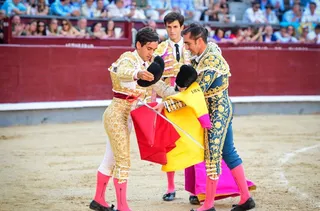 Confirmación de alternativa en Madrid de Ismael Martín junto El Fandi y Samuel Navalón. Foto Plaza 1 | @LasVentas
