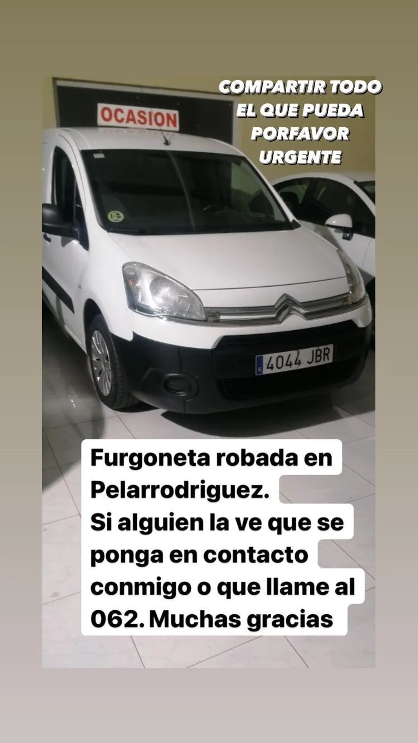 Furgoneta robada en Pelarrodríguez