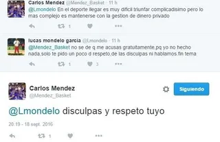 Enganchón twittero entre Carlos Méndez y Lucas Mondelo