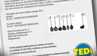 Retiran del mercado un juego de utensilios de cocina vendidos en Tedi. Foto @FACUA | Tedi