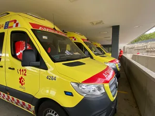 Ambulancia Sacyl. Foto de archivo en Salamanca