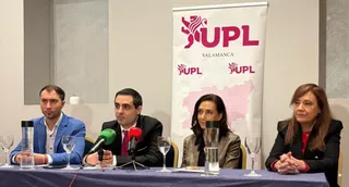 El cabeza de lista de UPL por Salamanca, Carlos Javier Salgado, acompañado de otros miembros de UPL en la presentación de la candidatura hace unos días. | UPL